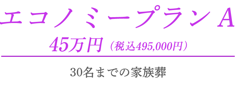 エコノミープラン A　45万円（税込495,000円）　30名までの家族葬